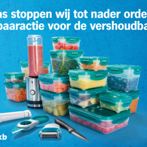 Wij stoppen voorlopig met onze spaaractie voor de vershoudbakjes