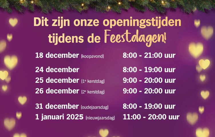 Openingstijden feestdagen